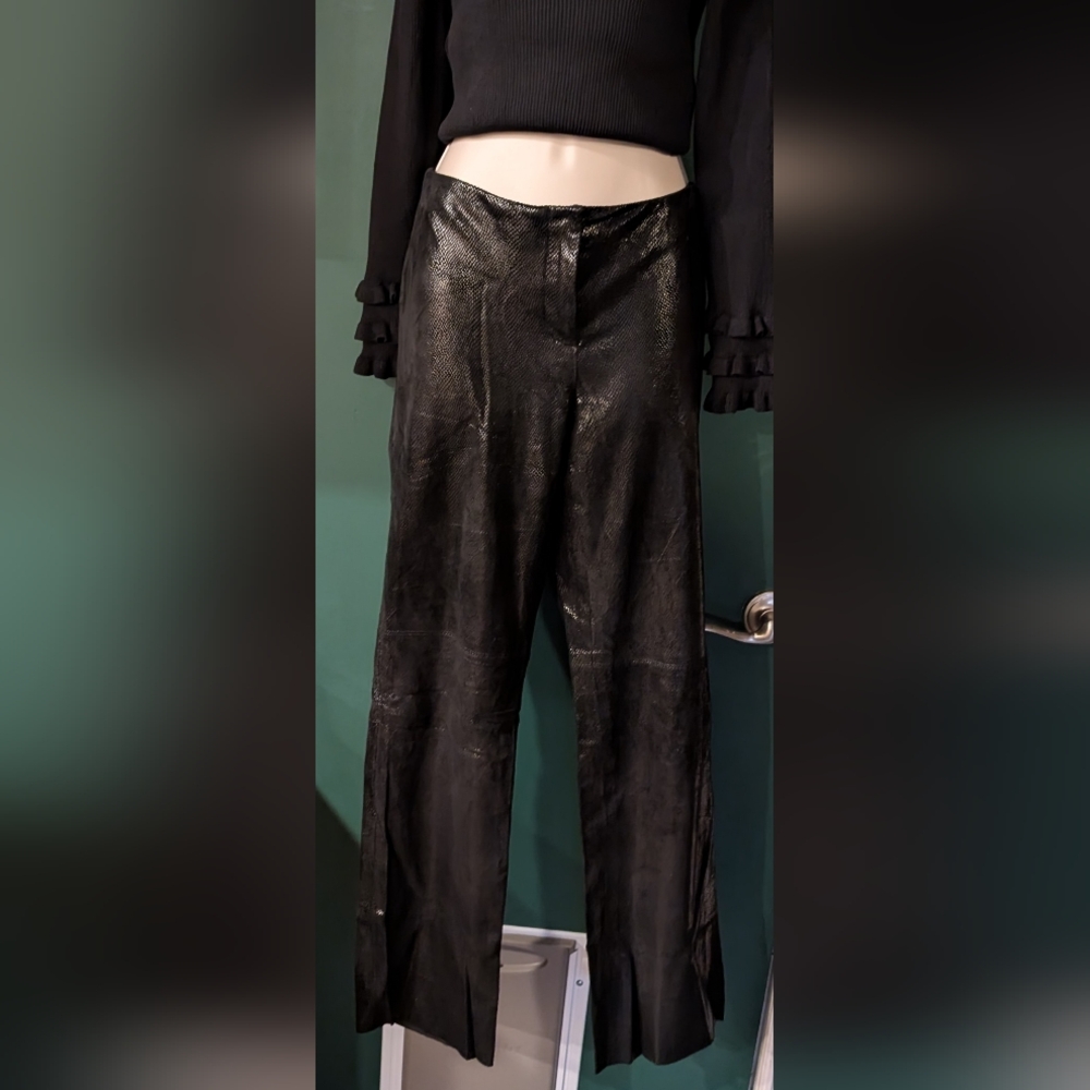 Black Leather Snake Print Pants By Laundry Shelly Segal. And Size 8